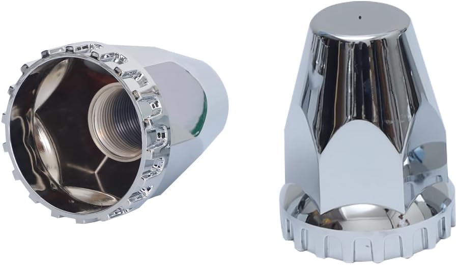 Chrome ABS Front Axle Wheel Cover for Semi Truck Plastic Hub Cover with 33mm Screw-On Lug Nut Covers 2 Front Axle