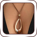 Large Gold Silver Hollow Teardrop Pendant Necklace, Boho Minimalist Brown Rope Waterdrop Necklaces for Women Trendy