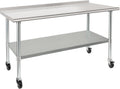HARDURA Stainless Steel Table with Wheels 30X60 Inches, 2" Backsplash