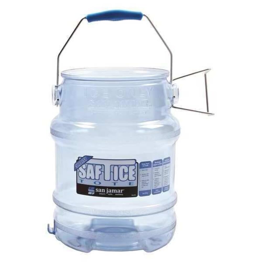 Ice Bucket, San Jamar Saf-T-Ice Shorty, 5 Gallon, Hanger, Blue