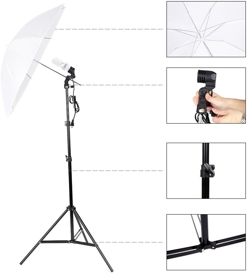 Photo Lighting Kit, 2M x 3M/6.6ft x 9.8ft Background Support System and 900W 6400K Umbrellas Softbox Continuous