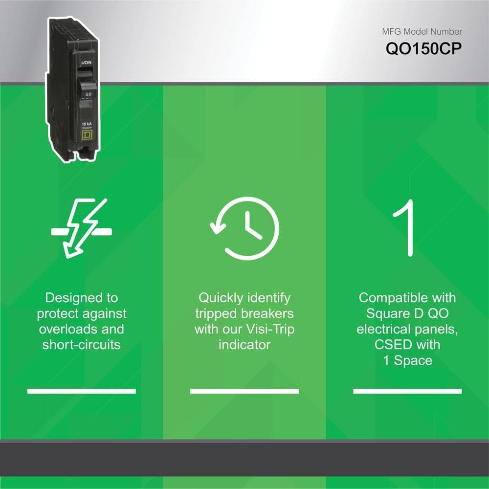 Square D - QO150CP QO 50 Amp Single-Pole Circuit Breaker