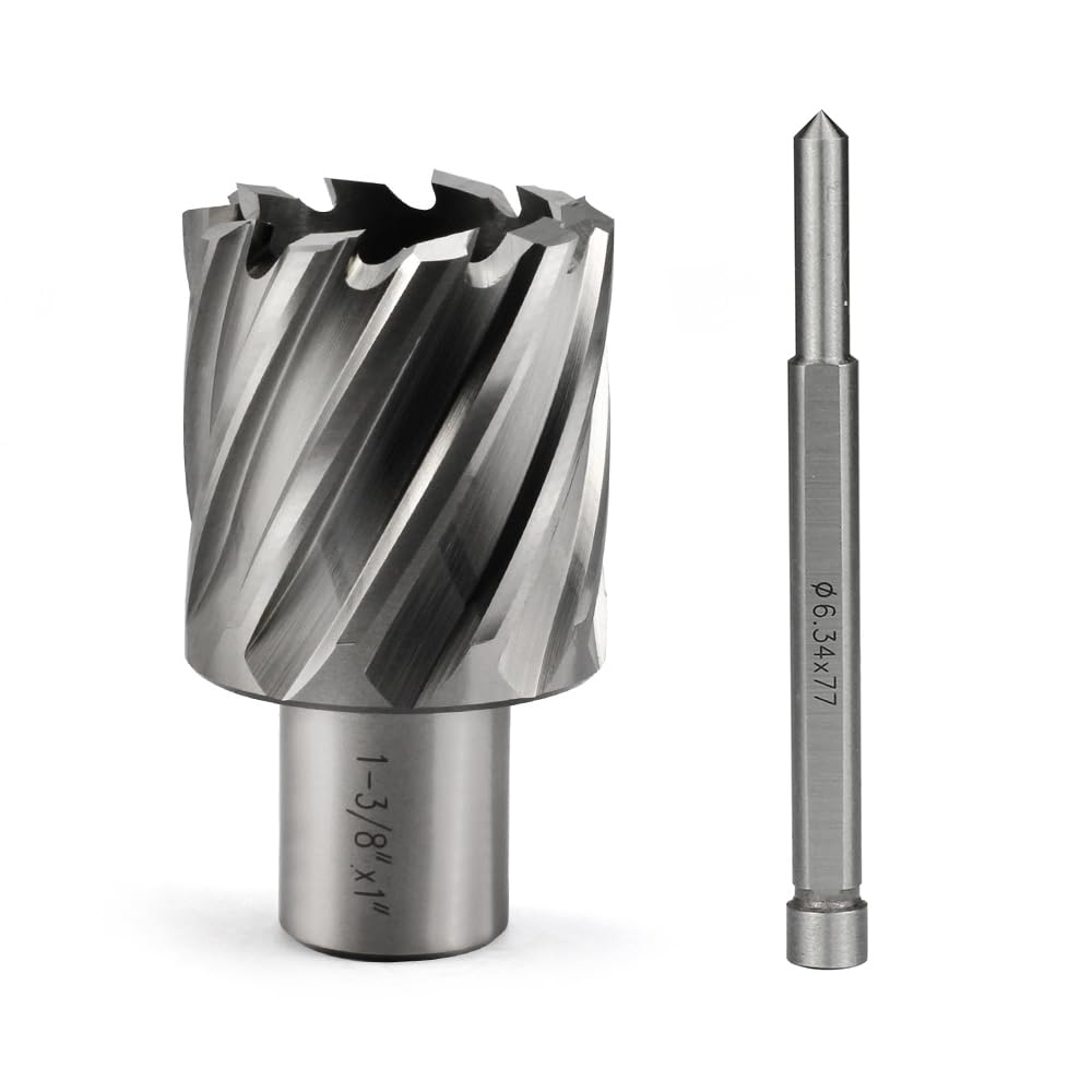 Annular Cutter JESTUOUS 1-3/8 Inch Cut Dia 3/4 Weldon Shank 1 Cut Depth