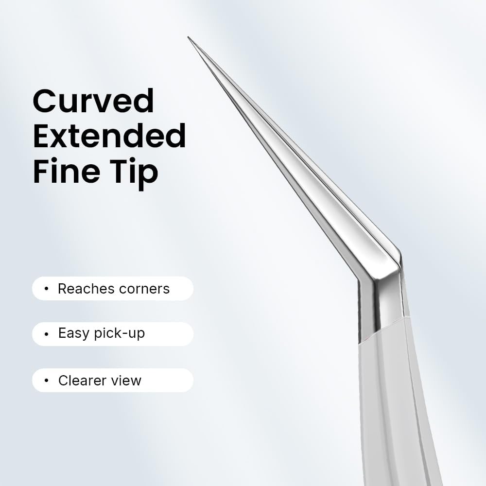 Precision Craft Tweezers, Curved Extended Fine Tip Sticker Tweezers for 3D Scene Stickers, Scrapbooking, Journaling