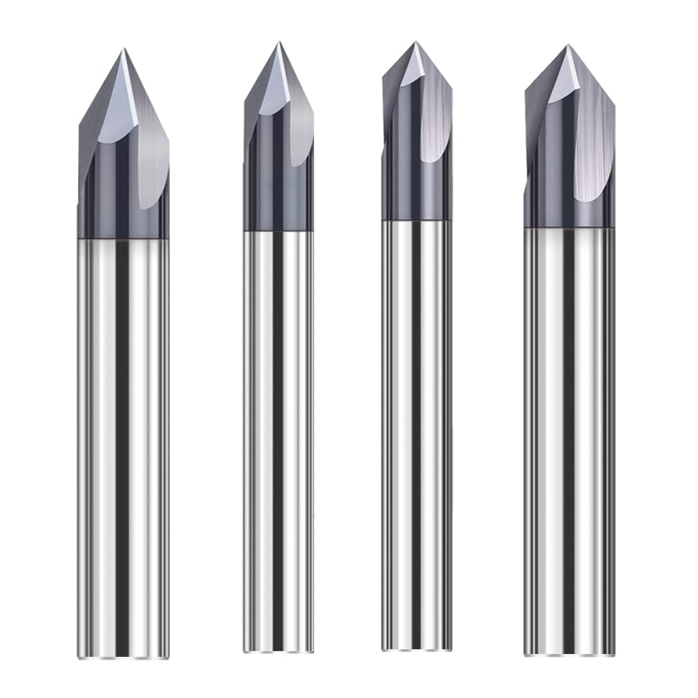 4Pcs Carbide Chamfer End Mill V Groove Router Bit 60 Degree and 90 Degree