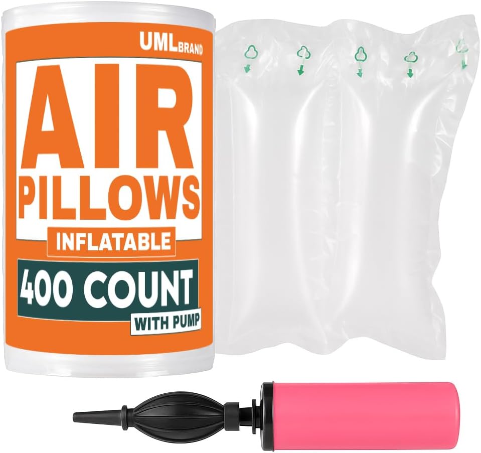 4x8 Inflatable Air Pillows for Shipping, Pump Included, 400 Count