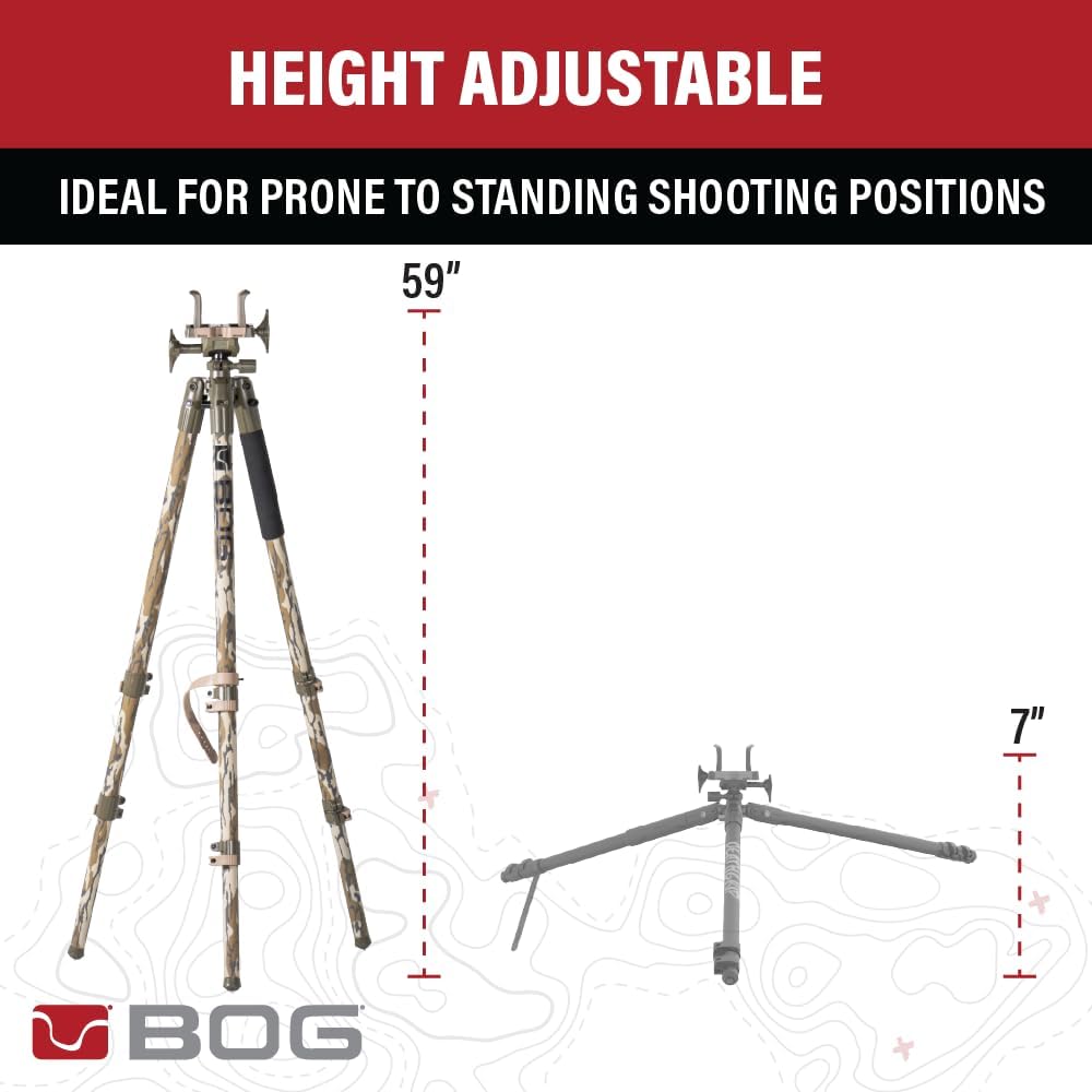 DeathGrip Hunting Tripod, 7"-59", Lightweight, Gun Clamp, Shooting Rest
