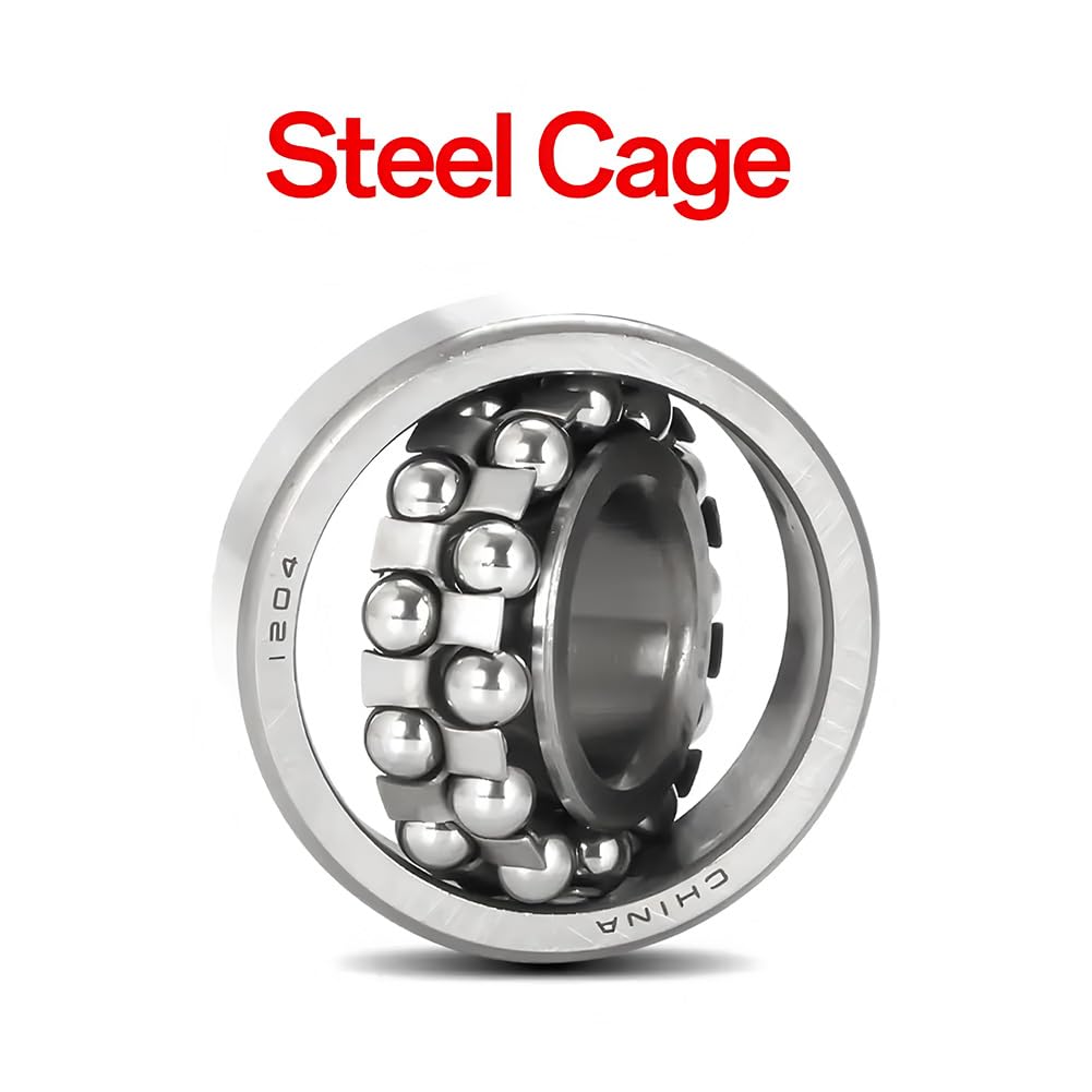 1 Pcs 1204 Self-aligning Ball Bearings, 20mm x 47mm x 14mm,Double Row Self-Aligning Ball Bearing, Steel Cage