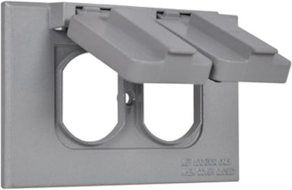 1-Gang Duplex Horizontal Weatherproof Outlet Cover, Single Gang Duplex Electrical Power Receptacle Protector, UL Listed