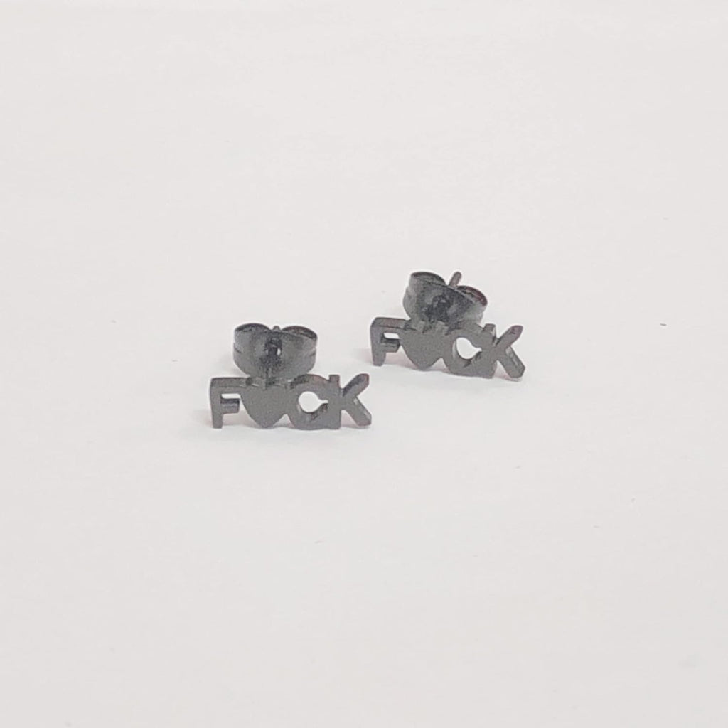 Funny Letters Stud Earrings Punk Love Heart Shaped Statement Small Cartilage Tragus Piercing for Women Men Fashion