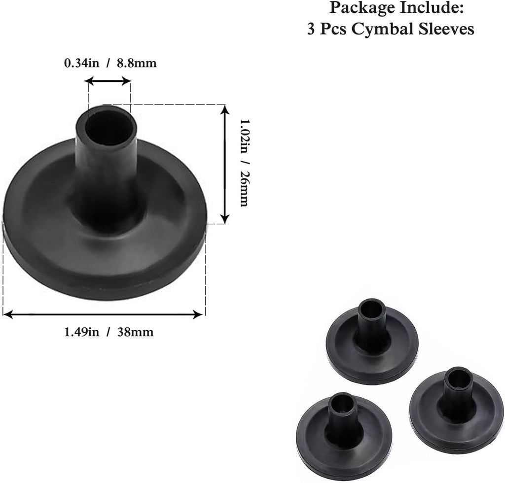 23-Piece Cymbal Accessory Set - Hi-Hat Clutch & Cup Felts, Cymbal Sleeves, Wing Nuts, Washer & Drum Keys (Black)