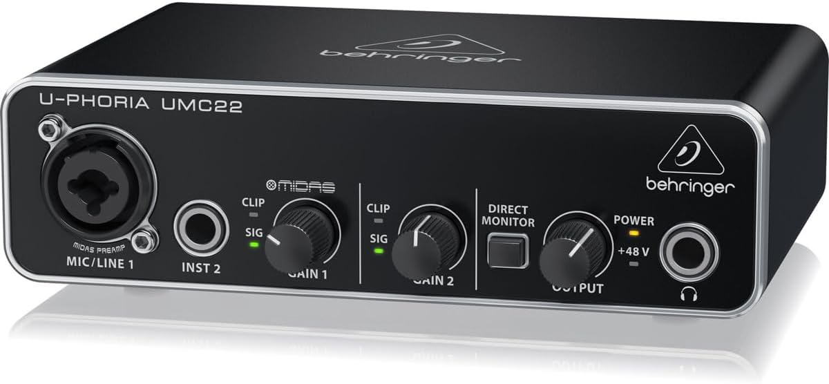 UMC22 Audiophile 2x2, 48 kHz USB Audio Interface with Midas Mic Preamplifier