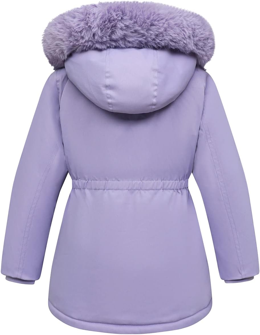 Girls Long Waterproof Winter Coat Kids Warm Hooded Parka | Waterproof puffer keeps girls dry. Fleece-lined.