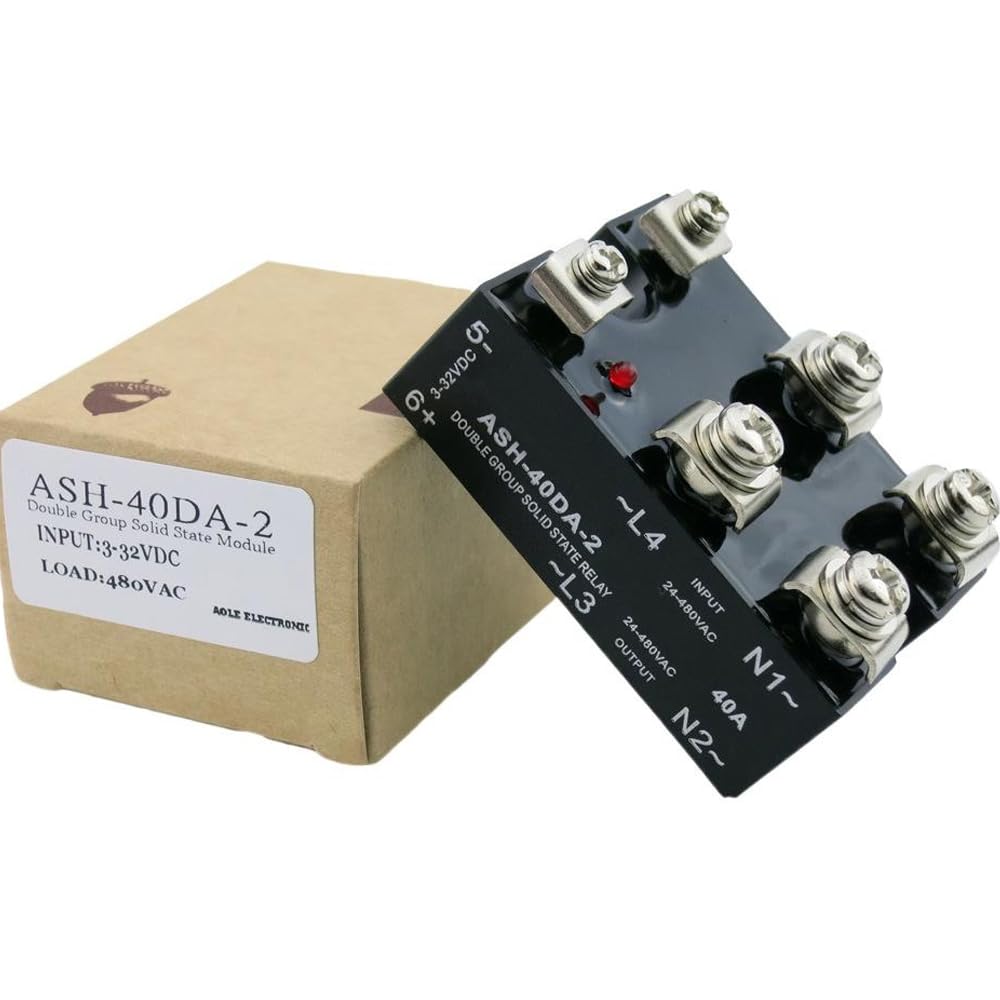 2-Phase Solid State Relay, ASH-40DA-2 Contactless Solid State Relay, DC Controls AC with Led Indicator Light