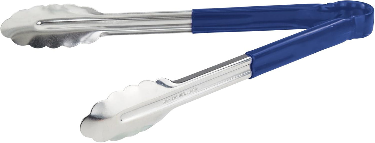 12" Blue Plastic Serving Tongs