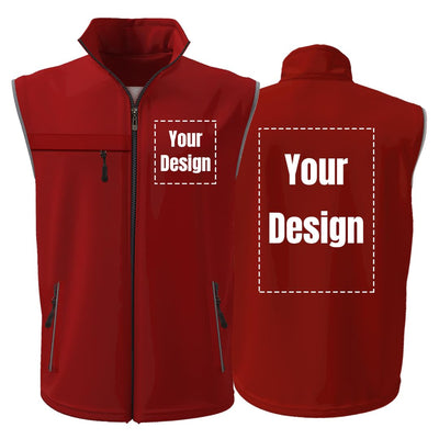 High Visibility Reflective Safety Vest Sleeveless Jacket Customize Logo Outdoor Activity Team Work Uniform (2XL, Red)
