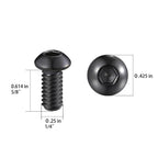 Wensilon (50Pcs) 1/4-20 * 5/8 Button Head Socket Cap Bolts Screws, 304 Black Stainless Steel, Allen Hex Drive, Bright Finish, Fully Machine Thread