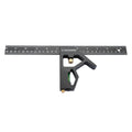 2-Piece 12" Aluminum Combination Square Set - with Bubble Level and Draw Pin, Laser-Etched Markings for Accurate