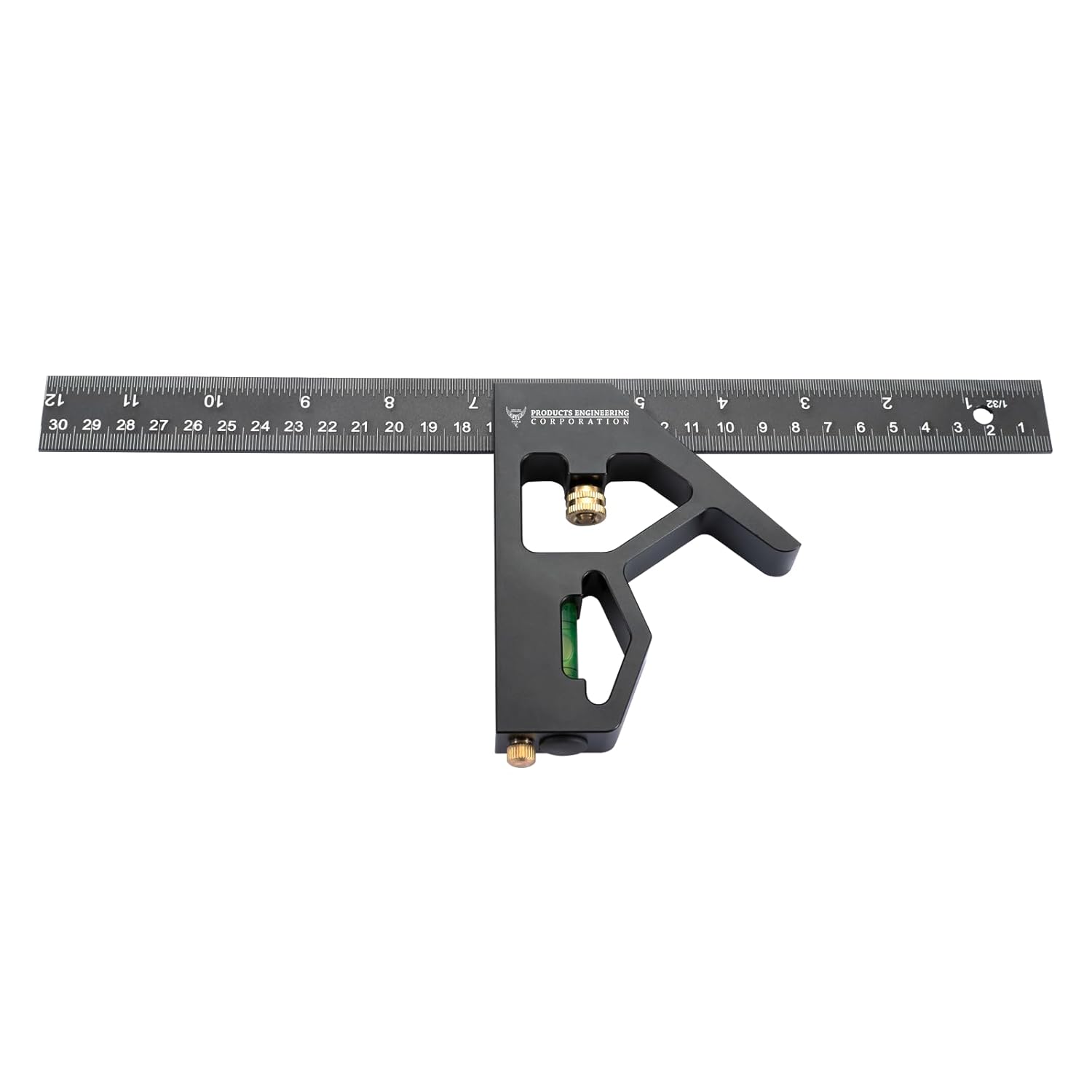 2-Piece 12" Aluminum Combination Square Set - with Bubble Level and Draw Pin, Laser-Etched Markings for Accurate