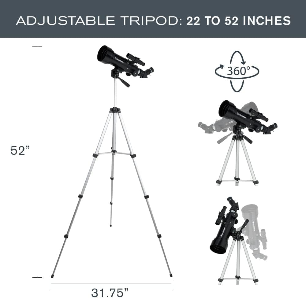 Travel Scope 70mm Beginner Portable Telescope with Backpack | 70mm Refractor Telescope Kit, Bright Lunar & Planetary