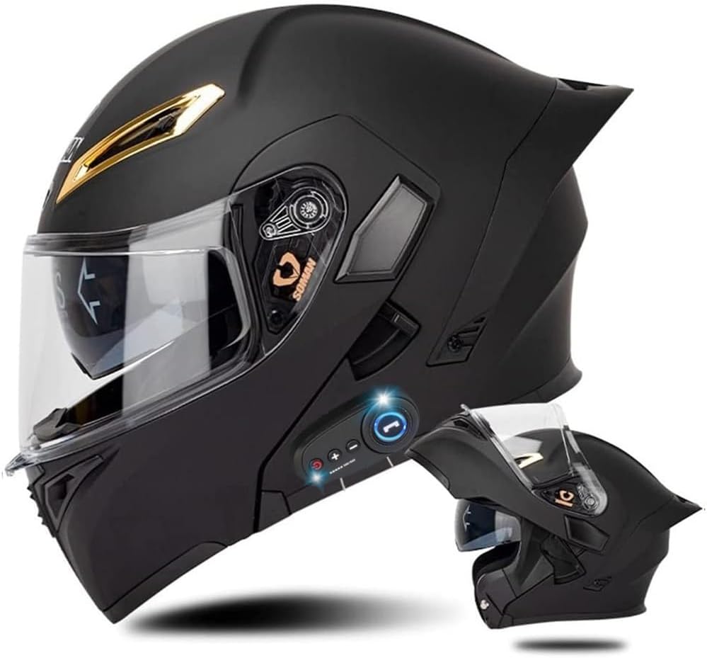 Bluetooth Modular Motorcycle Helmet with Tail DOT/ECE Approved Flip Up Front Helmets Dual Anti-Fog Visors Full Face
