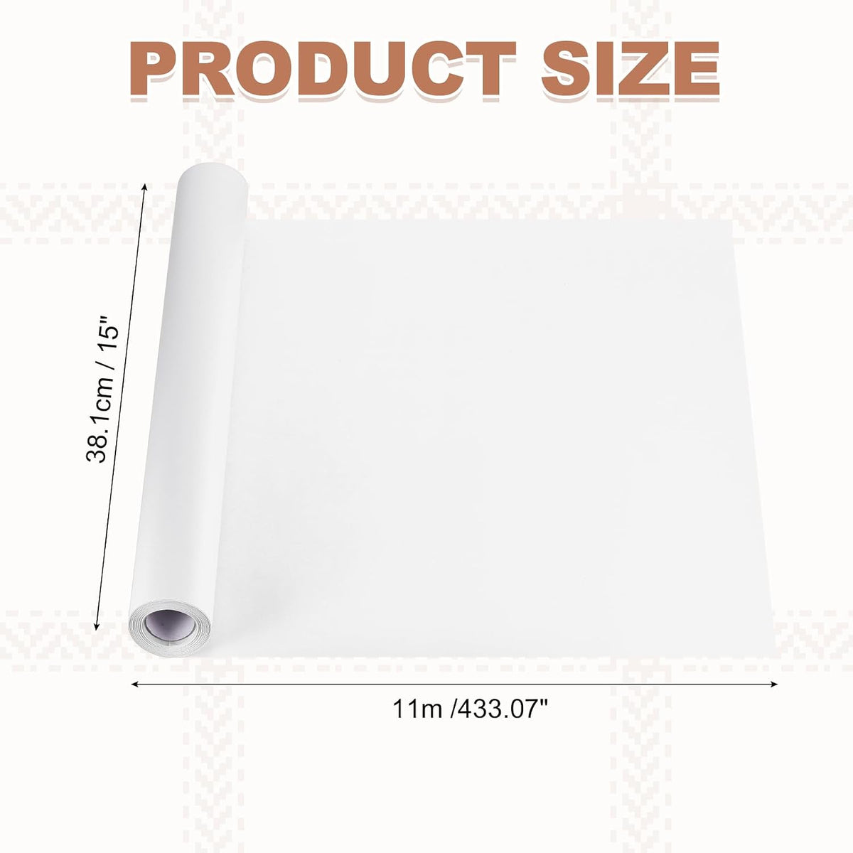 Kraft Wrapping Paper Roll 15"x433"(36 ft) White 80GSM