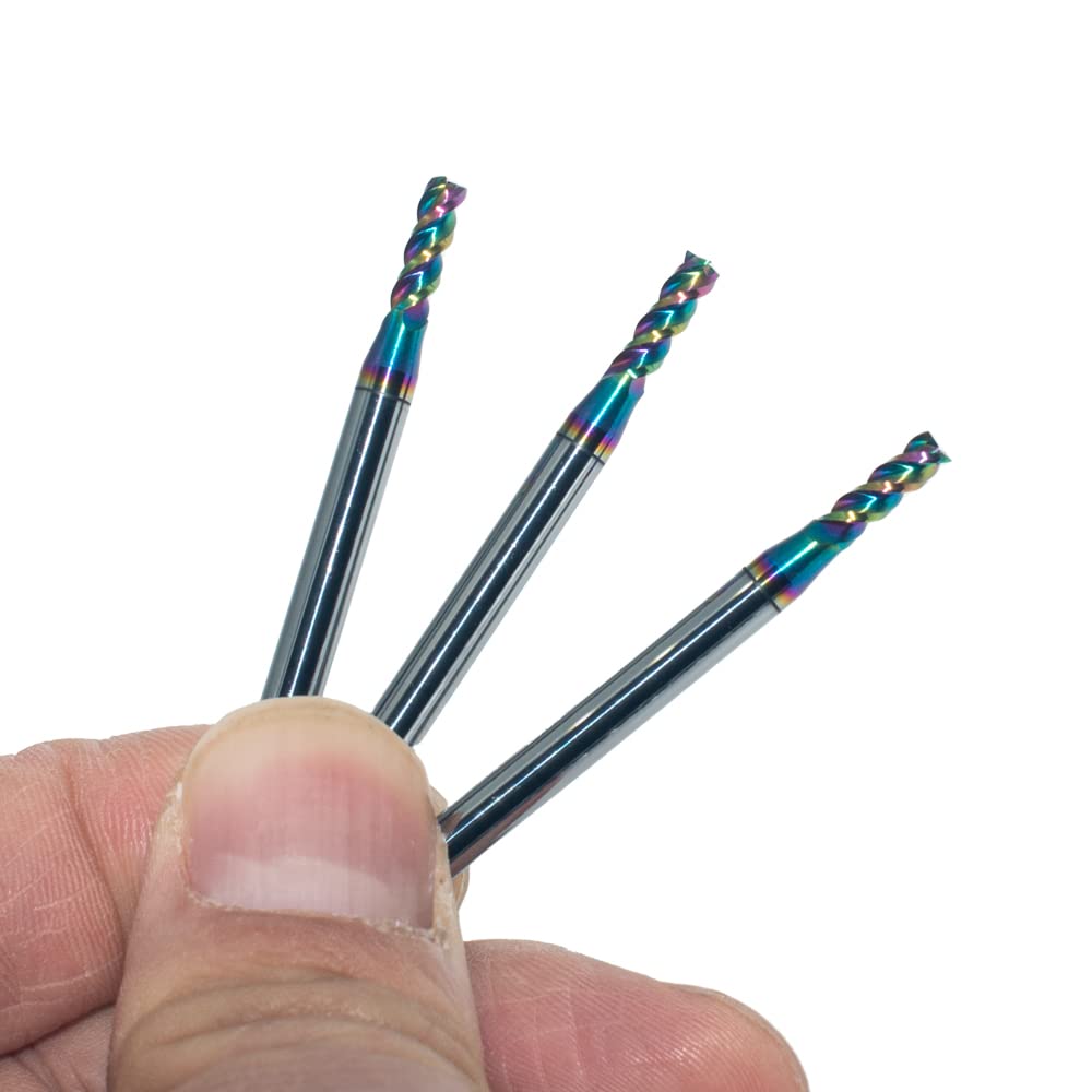 3mm Carbide Square End Mill, 3-Flute, DLC Coating, 3 Pcs