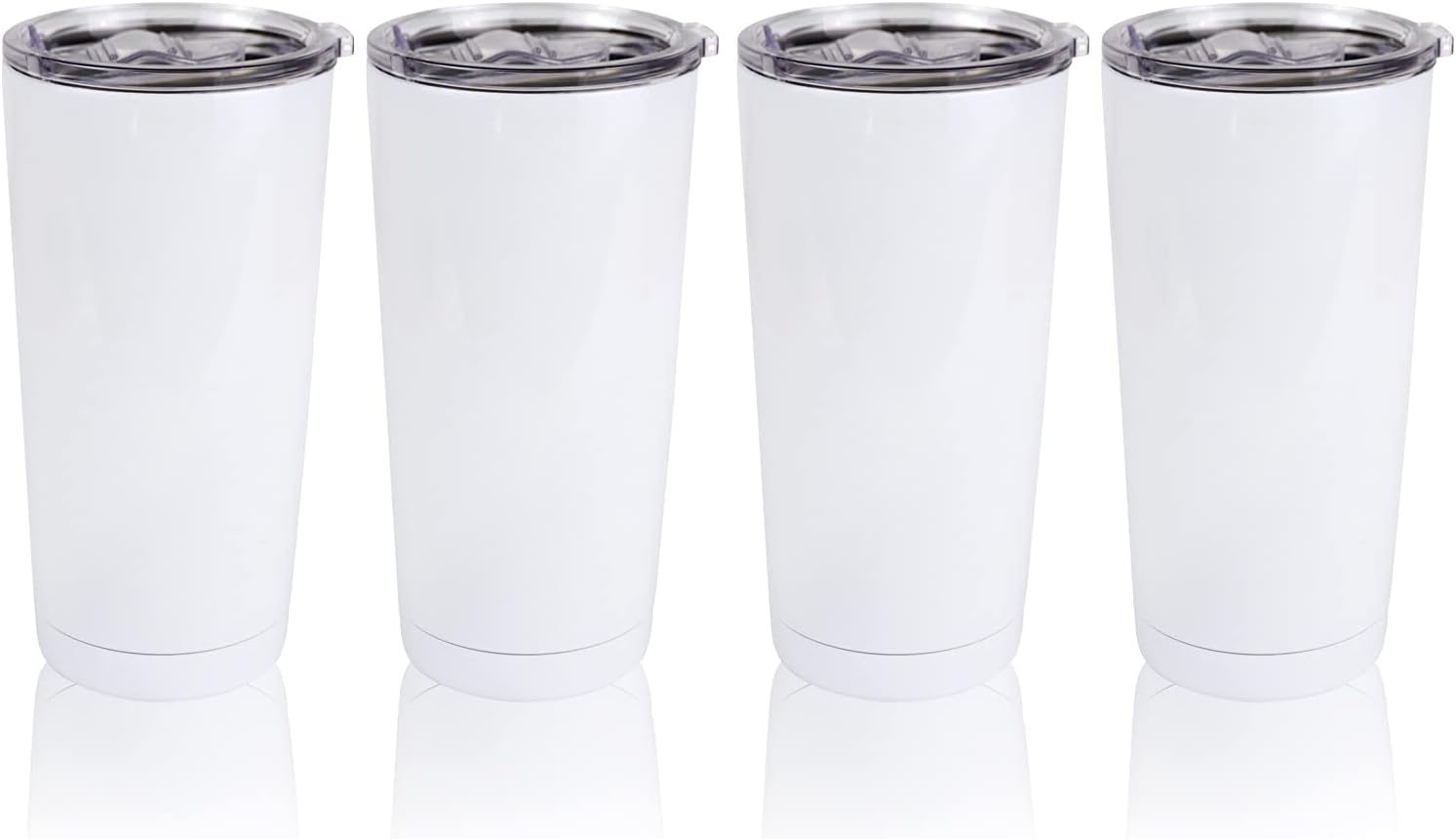 20oz Sublimation Blank Stainless Steel Tumbler w/Lid | 4pk 20oz white sublimation blank steel tumbler, double wall