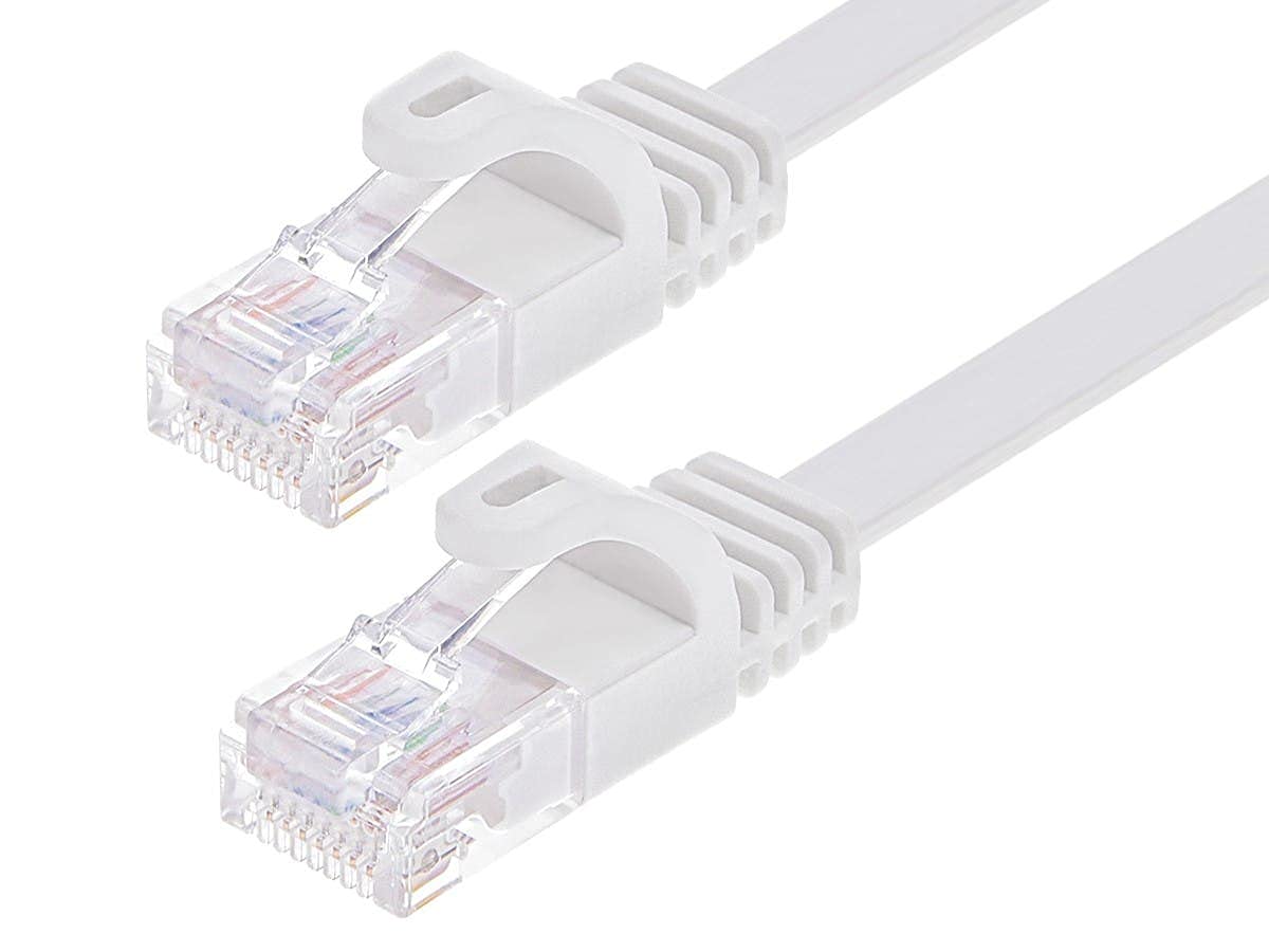 Cat6 Ethernet Patch Cable - RJ45, Stranded, 550Mhz, UTP, Pure Bare Copper Wire, 24AWG, 50 Feet, White - Flexboot Series