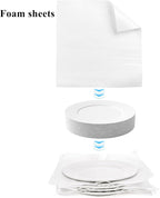 50 Pack Dish Moving Supplies, 16" x 16" Cushion Foam Wrap Pouches with 50 Fragile Label, Reusable Plate Packing