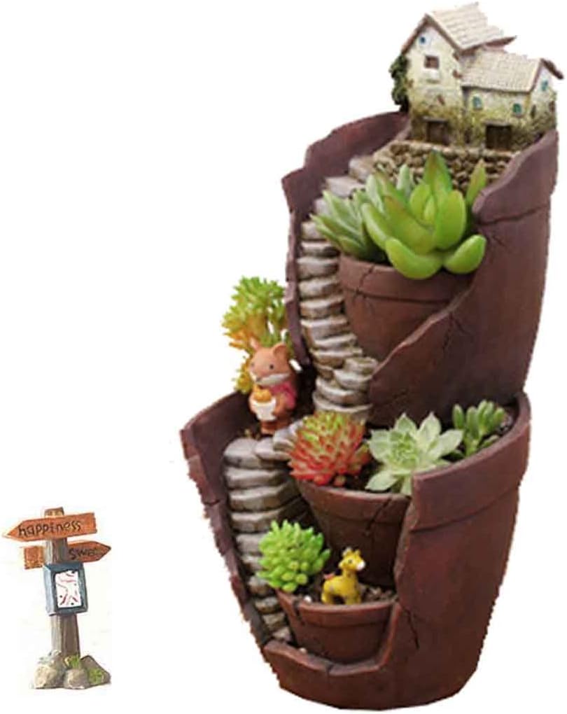 Creative Plants Pot - Flowerpot Combination Resin Succulent Plant Pot (City of Sky),VF-008