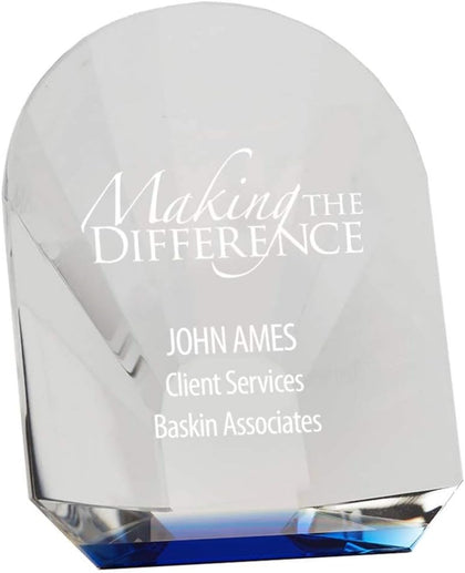 Custom Engraved Paperweight - Petite Crystal Award - Desk Accessory Trophy