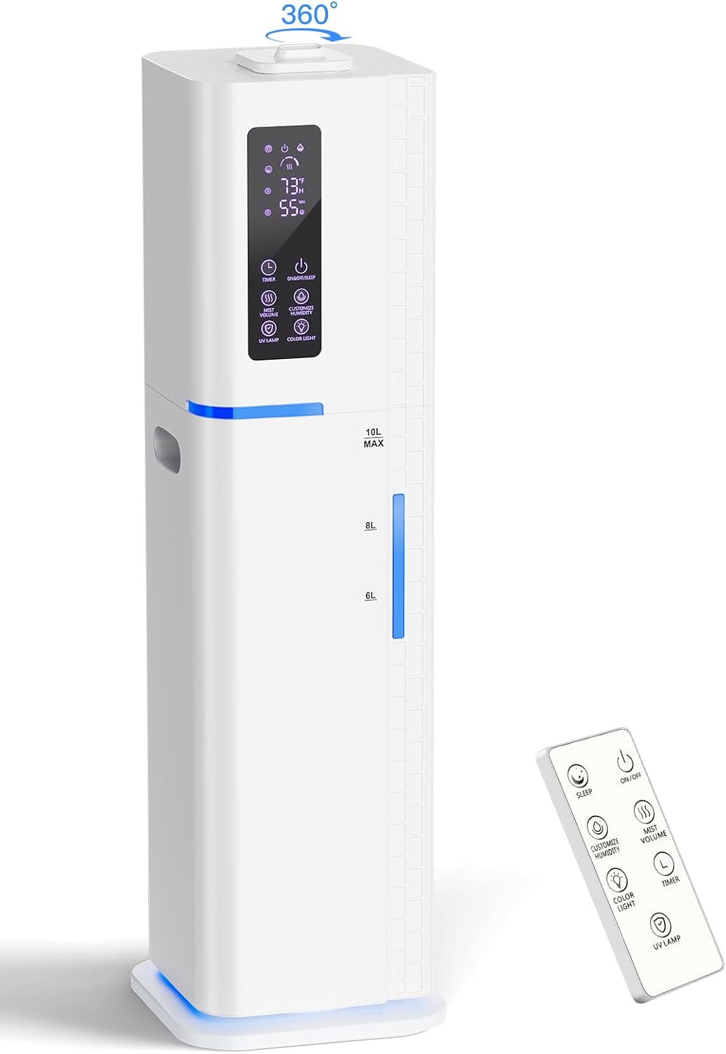 10L/2.64Gal Humidifiers for Bedroom, Top Fill Quiet Ultrasonic Cool Mist Humidifier Large Room, Covers 550ft², 60H