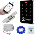 WiFi Tuya APP Access Control System Waterproof Kits RFID Keypad Controller 125KHz 13.56MHz + Door Electric Strike