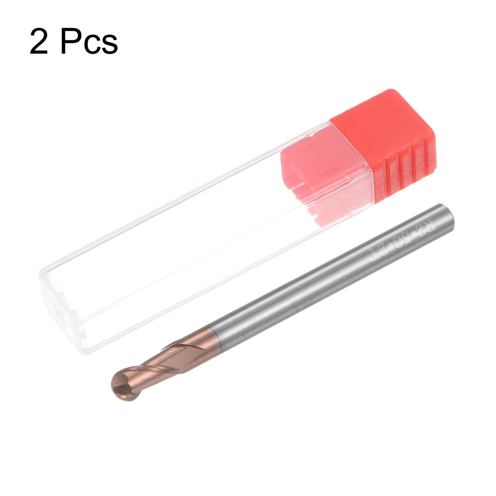 uxcell Ball Nose End Mills CNC Router Bits 2mm Radius Solid Carbide TiSin