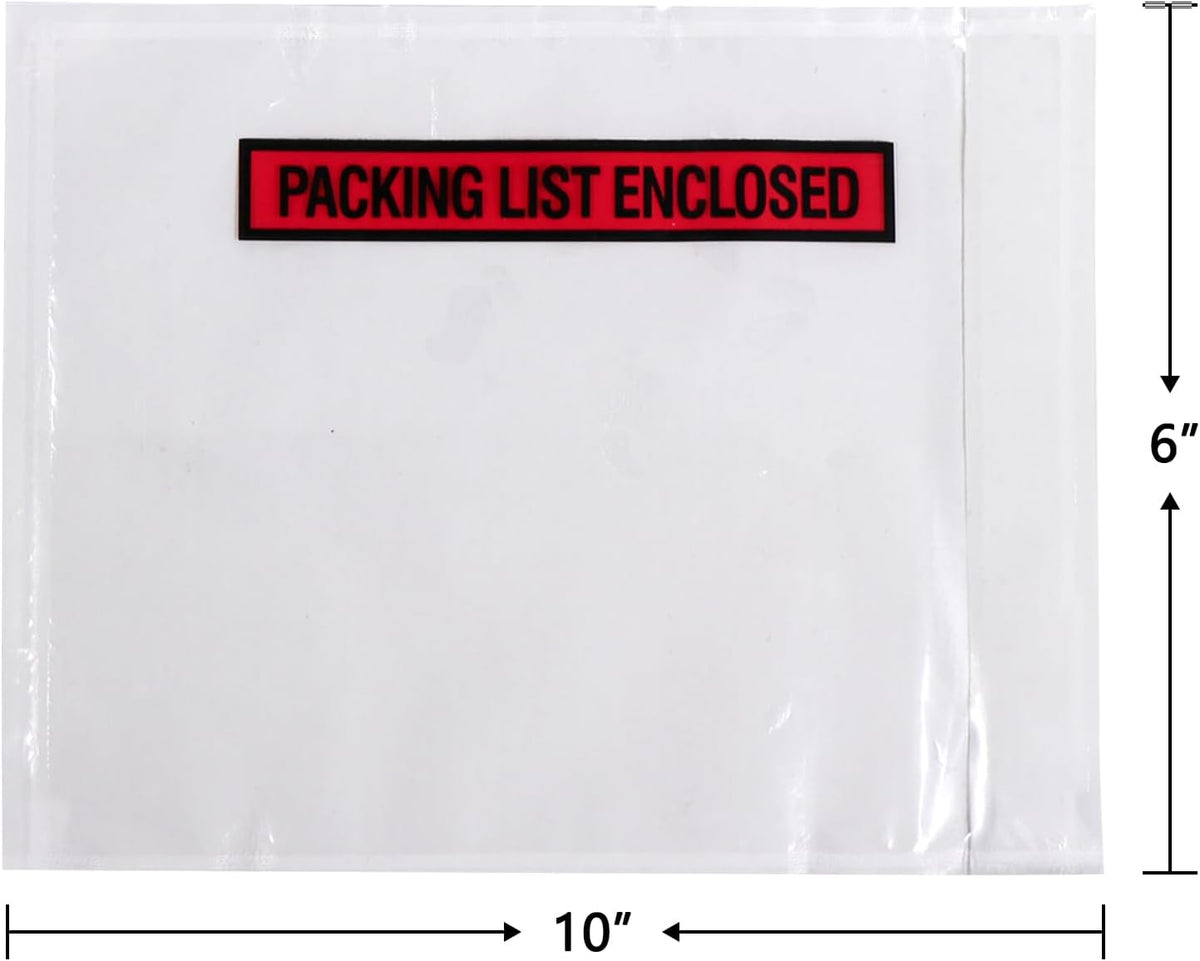 100 Pack 6"x10" Packing List Enclosed Envelopes with Adhesive