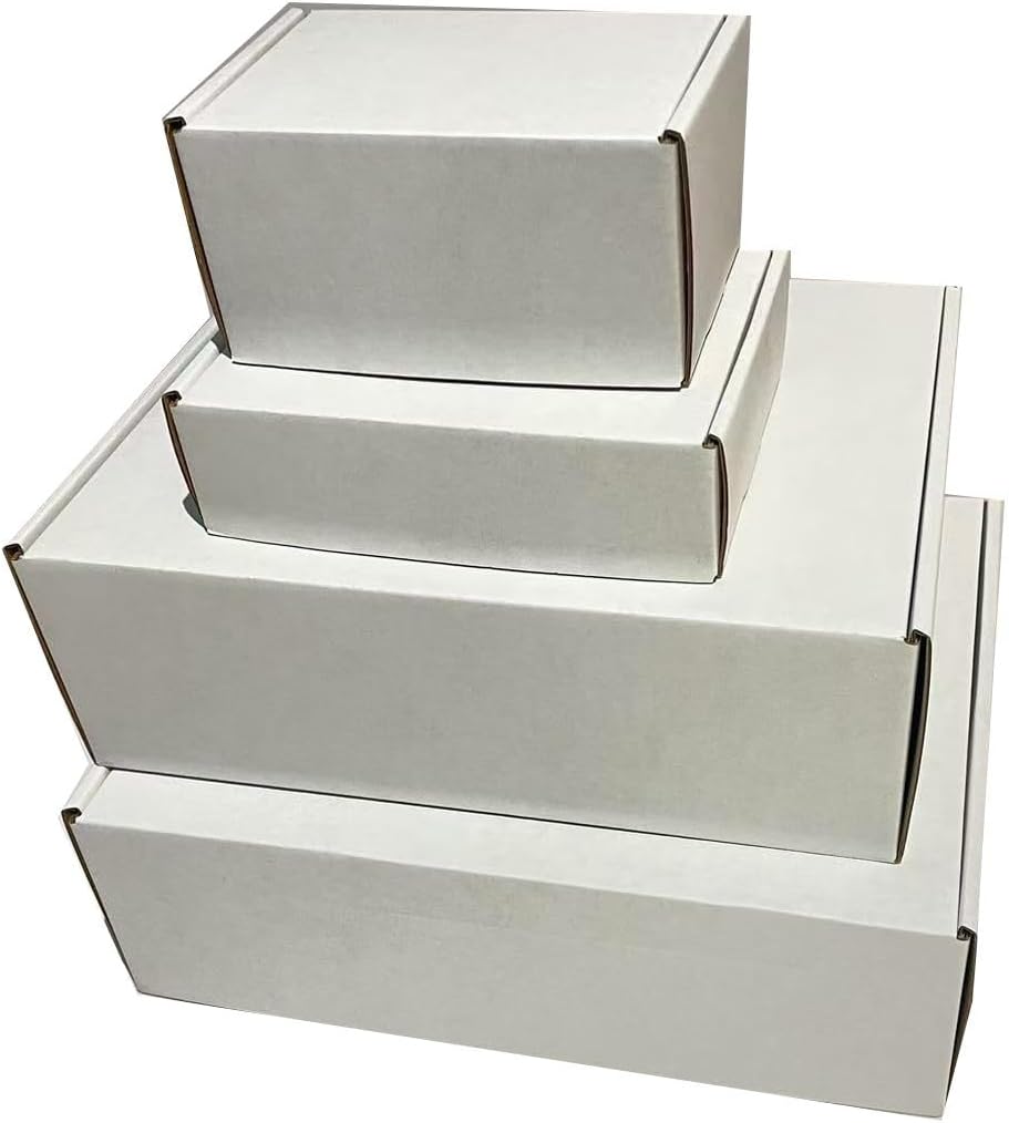 13x10x 4 Shipping Boxes Set of 18, White Small Corrugated Cardboard Box, Mailer Box