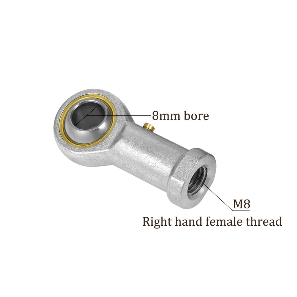 Kozelo 4pcs PHS8 Rod End Joint Bearing - [8mm Bore x Female Right Thread] Fish Rod End, Zinc- Plated Carbon Steel