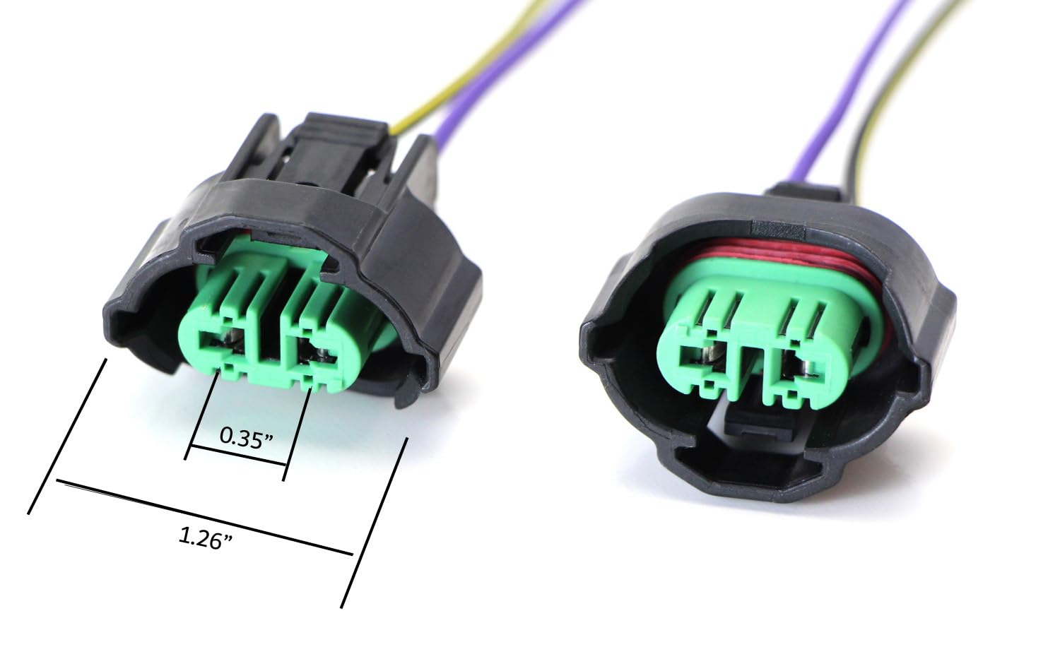 OEM H11 H8 Female Adapters Wiring Harness Sockets w/ 4-Inch Wire Pigtails Compatible with Front Light or Fog Lights Use