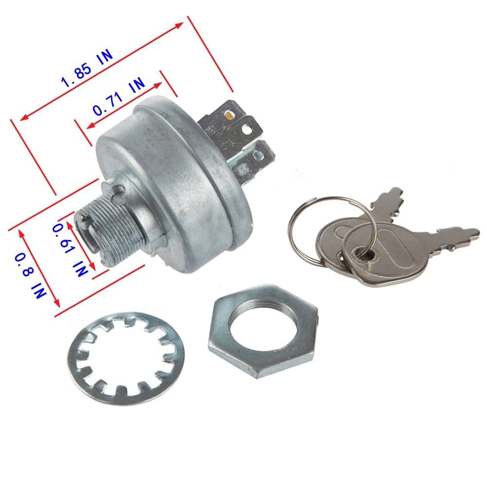 92377, 91846 Ignition Starter Switch with Keys Fits Murray 92377MA, 092377MA Lawn Mowers, Compatible w Briggs & Stratton 5411,5411H,5412K Oregon 33-392, Stens 430-161, 4 Position 6 Terminals
