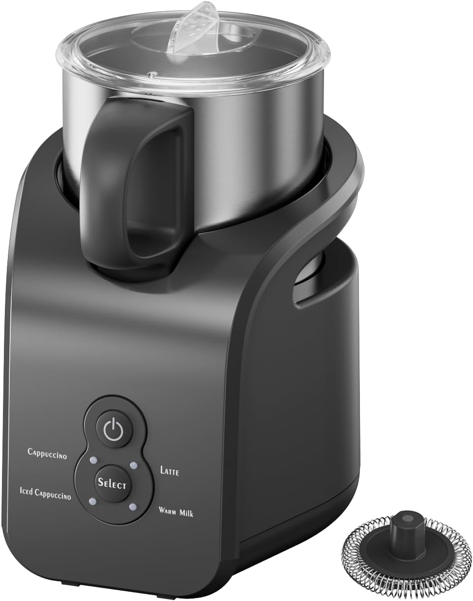 4-in-1 Milk Frother - Electric Steamer, Automatic Warm & Cold Cappuccino Foam Maker, 12.5oz Milk Warmer for Latte