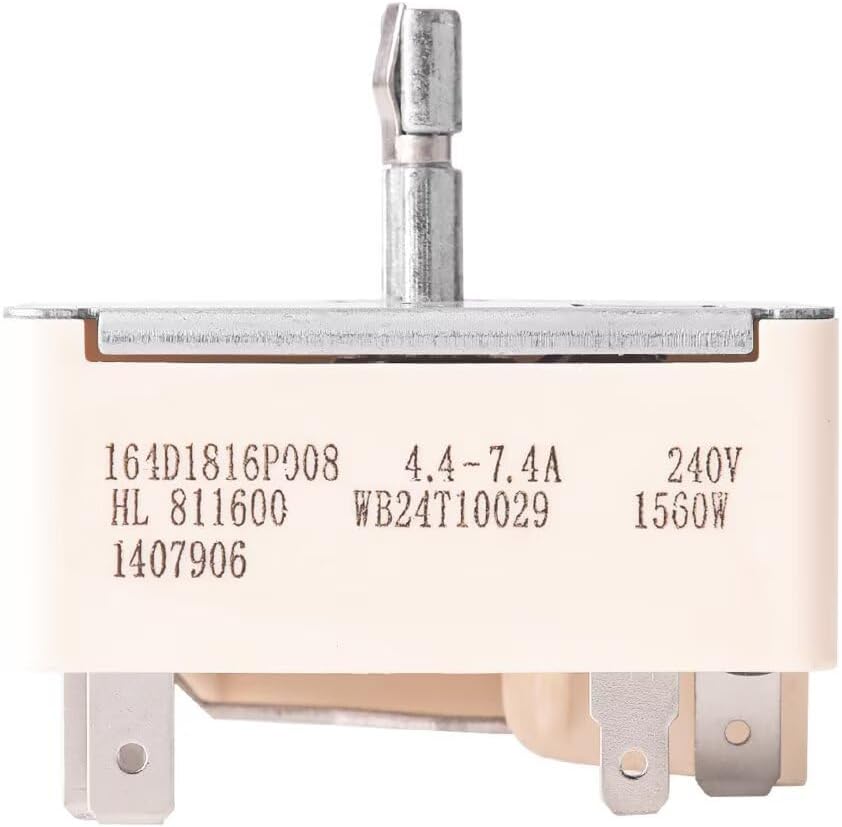 WB24T10029 6 Inch Surface Burner Infinite Switch, Exact OEM Replacement for GE Hotpoint Electric Range Stove, Replaces Part Numbers 769696, AP2024076, AH236754, EA236754, PS236754