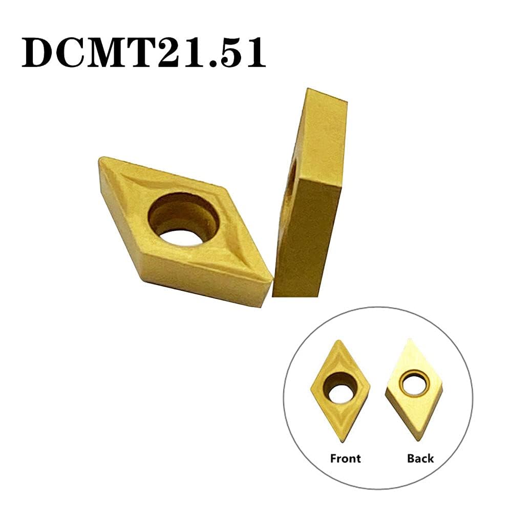 50pcs DCMT21.51 DCMT070204 Carbide Inserts Lathe Turning Inserts Turning Tool Multilayer Coated CNC Lathe Inserts for SDJCR Lathe Turning Tool Holder Replacement Insert