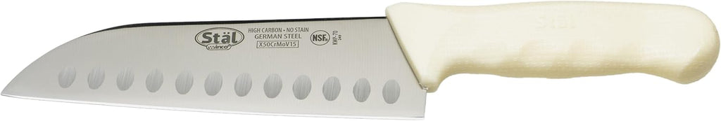 7" White Plastic Santoku Knife