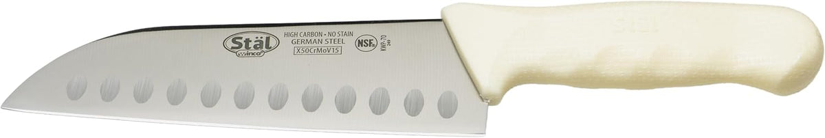 7" White Plastic Santoku Knife