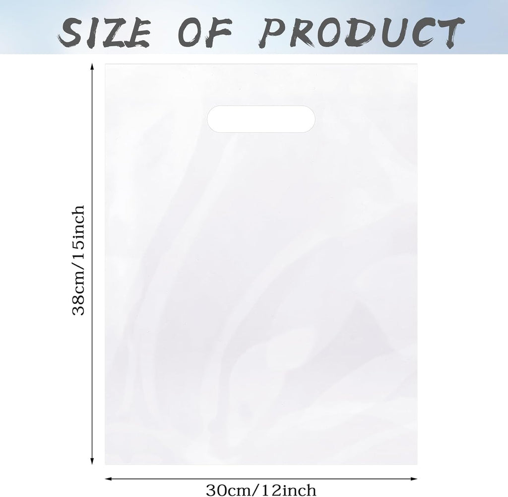 200 Pack 12'' x 15'' Clear Plastic Gift Bag with Die Cut Handle