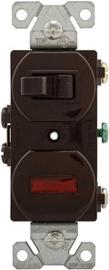 Eaton 277B 15 Amp Single Pole Combination Toggle Switch and Pilot Light, Brown