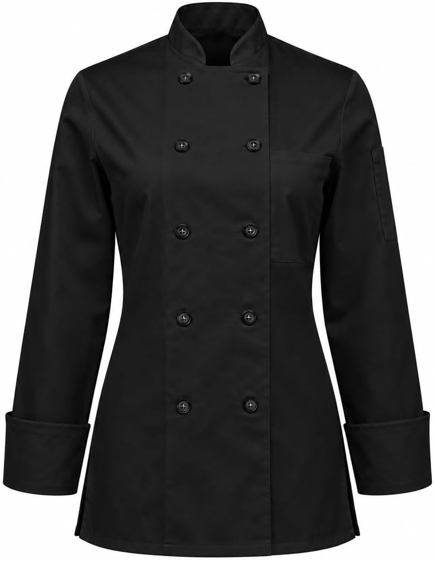 Women's Custom Long Sleeve Classic 10 Button Embroidered Chef Coat