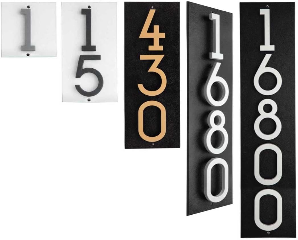 Whitehall Modern Floating 4.5 Inch Numbers Vertical Address Sign Wall Plaque - Personalized custom wall sign for your