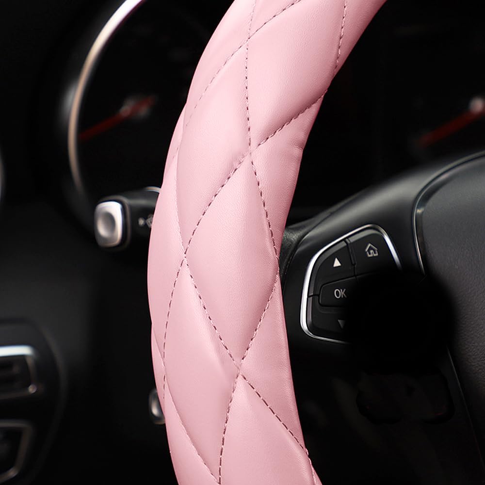 Soft Microfiber Leather Steering Wheel Cover, Universal 15 Inch for Women Girls, Fit Vehicles, Sedans, SUVs, Vans